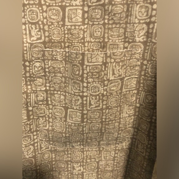 LL Bean Shirt Men's XL Tall Brown Short Sleeve Camp Aztec Print Mayan Symbol - Picture 6 of 7